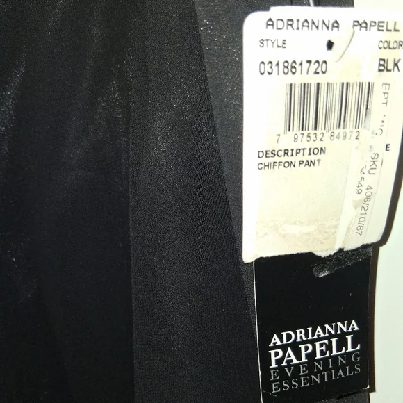 NEW Adrianna Propell Evening Essentials Chiffon Black Pants Slacks Lady's 10 - Picture 4 of 6